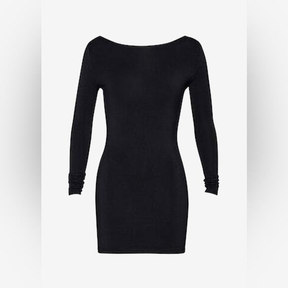 SER.O.YA SIOBHAN DRESS low back stretchy bodycon LBD logo Mini Long Sleeve XL - Picture 4 of 11